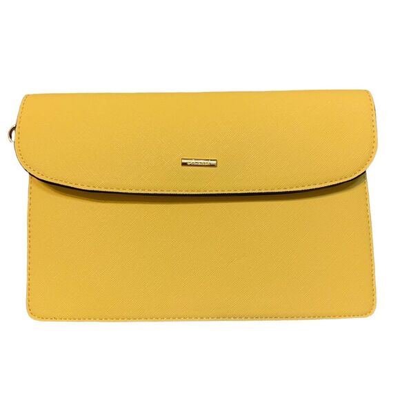 Lovevook Yellow Clutch Wristlet with Gold Logo Plate Snap Closure - Picture 1 of 8